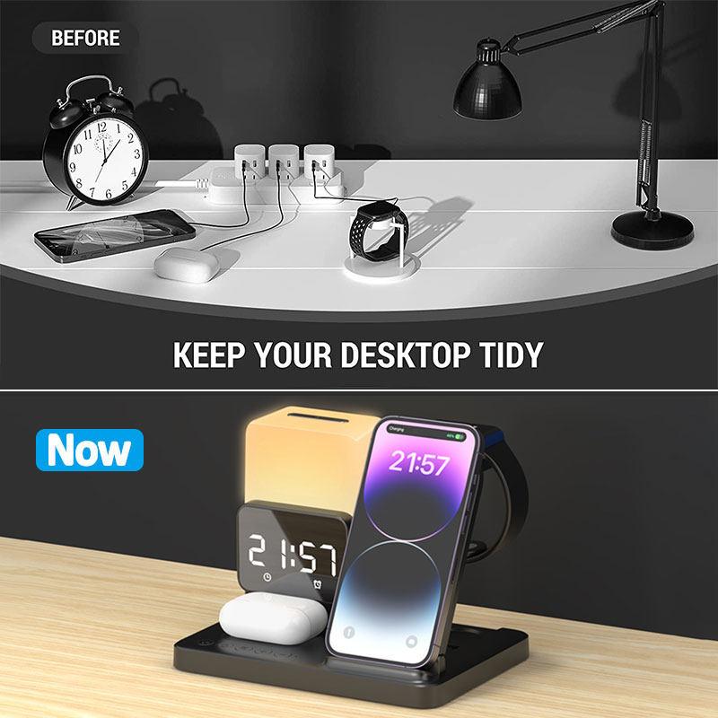 6 in 1 접이식 램프 무선 충전 패드 스탠드 알람  - Smartwatch X12 리뷰 및 가격